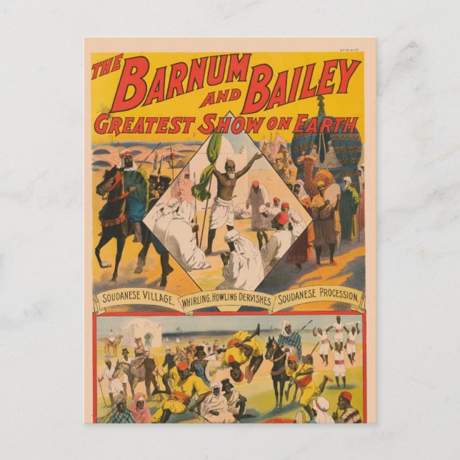 Cartão Postal Vintage Circus Poster Do Mahdi (Frente)
