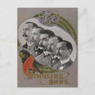 Cartão Postal Vintage Circus Poster Dos Cinco Irmãos