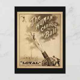 Cartão Postal Vintage Circus Poster Human Canon Ball, 1879