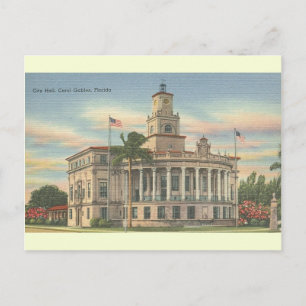 Cartão postal Vintage City Hall Coral Gables Flori