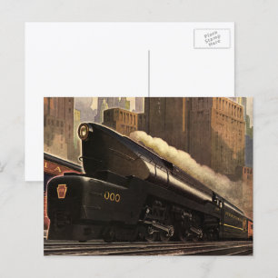Cartão Postal Vintage City, T1 Duplex Train on Railroad Tracks