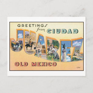 Cartão postal Vintage Ciudad Juarez Antigo Méxic