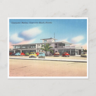 Cartão Postal Vintage Clearwater Beach, Flórida Marina