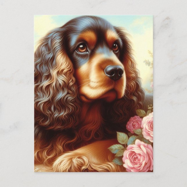 Cartão Postal Vintage Cocker Spaniel Painting (Frente)