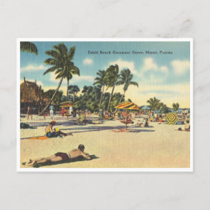 Cartão Postal Vintage Coconut Grove Tahiti Beach Miami Flórida