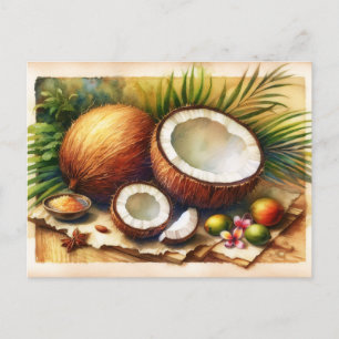 Cartão Postal Vintage Coconut Tropical