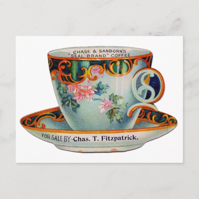 Cartão Postal Vintage Coffee Cup (Frente)