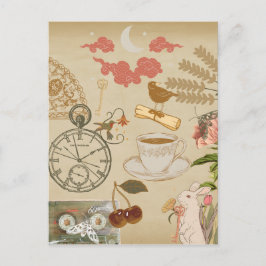 Cartão Postal Vintage Collage Art