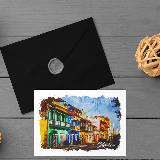 Cartão postal Vintage Colombia (Colombia Watercolor Travel Postcard)