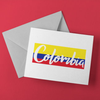 Cartão Postal Vintage Colombia Flag Script