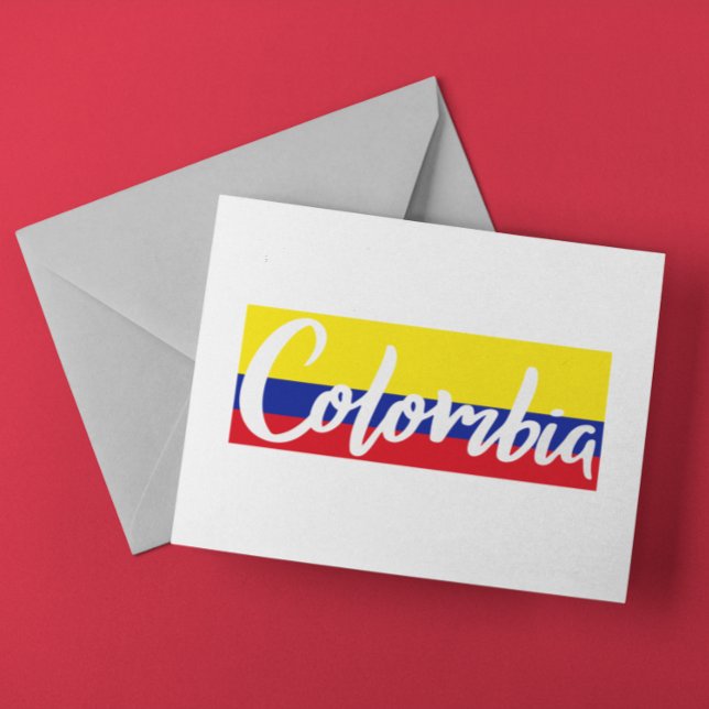 Cartão Postal Vintage Colombia Flag Script (Vintage Colombia Flag lettering Script Postcard)