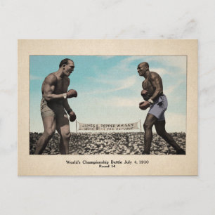 Cartão Postal Vintage Color Johnson VS Jeffries Fight