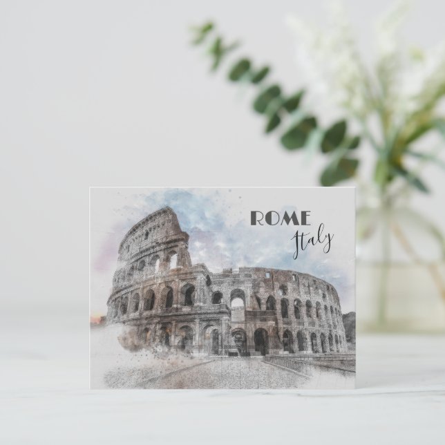 Cartão Postal Vintage Colosseum Postcard - Roma Viagem Art (Em pé/Frente)