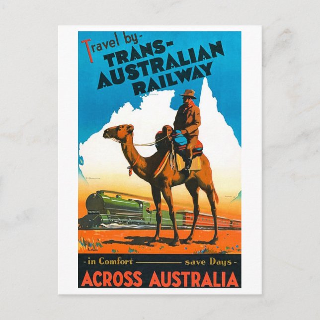 Cartão Postal Vintage Commonwealth Railways poster (Frente)