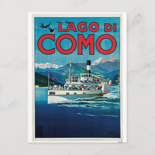 Cartão Postal Vintage Como Lake - Anúncio de viagem italiano