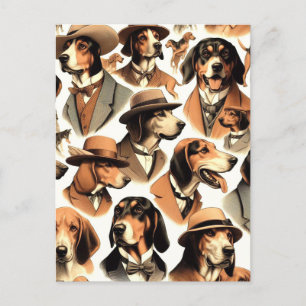 Cartão Postal Vintage Coonhound Dog Seless