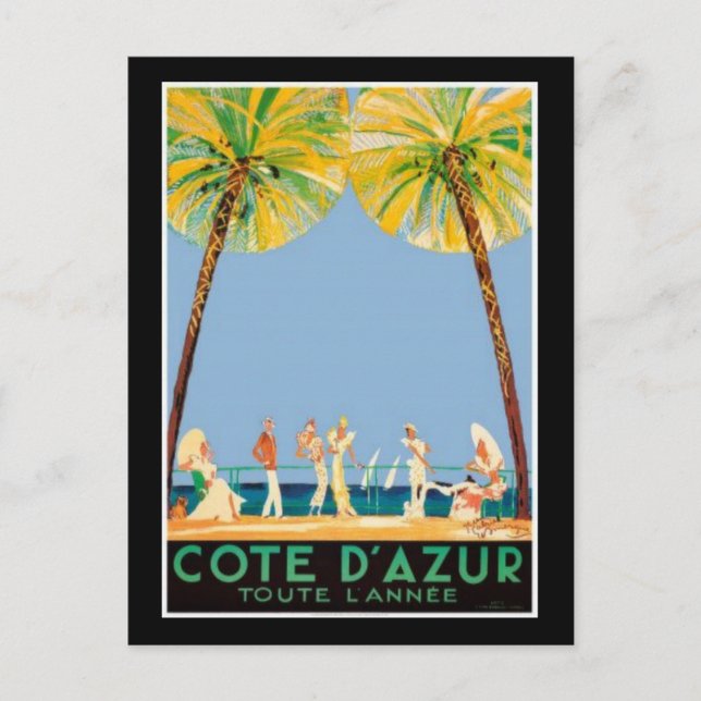 Cartão Postal Vintage Cote D’Azur Viagem (Frente)