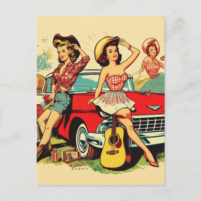 Cartão Postal Vintage Country Girls (Frente)