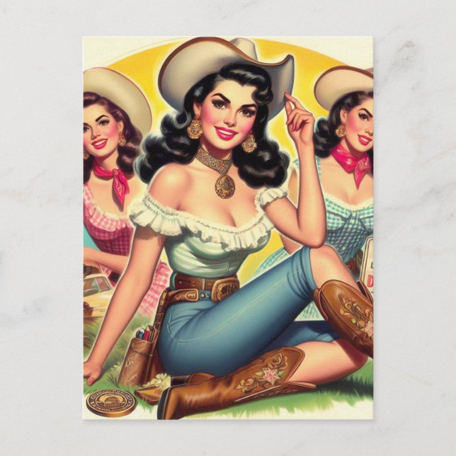 Cartão Postal Vintage Country Girls (Frente)