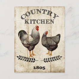 Cartão postal Vintage Country Kitchen Rooster Chic