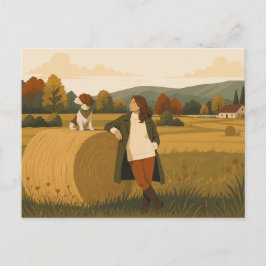 Cartão Postal Vintage Countryside with Brittany Spaniel
