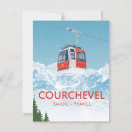 Cartão Postal Vintage Courchevel França Esqui Gondola Mountain