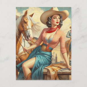 Cartão Postal Vintage Cowgirl
