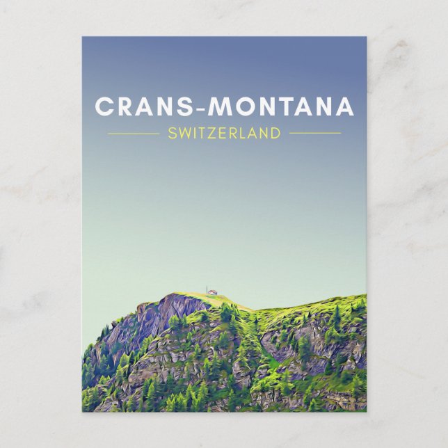 Cartão Postal Vintage Crans-Montana Suiça (Frente)