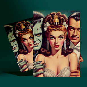 Cartão Postal Vintage Creepy Horror Art