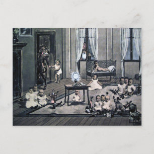 Cartão Postal Vintage Creepy Krampus e Papais noeis