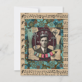 Cartão Postal Vintage Crowned Gentleman "True Love"