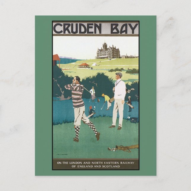 Cartão Postal Vintage Cruden Bay - Golf da Escócia (Frente)