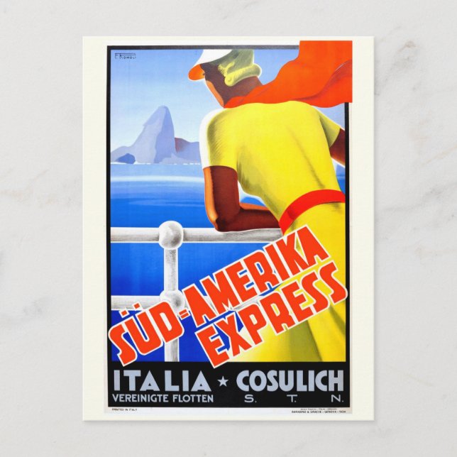 Cartão Postal Vintage Cruise Itália Turismo Viagem (Frente)