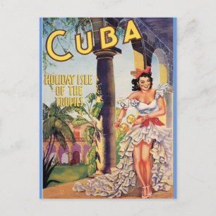 Cartão Postal Vintage Cuba Holiday Isle of Tropics