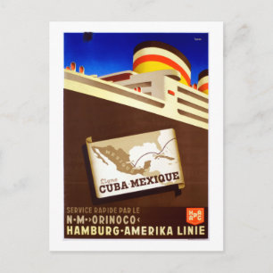 Cartão Postal Vintage Cuba México Cruise Ocean Liner Viagem