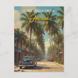 Cartão Postal Vintage Cuba Viagem - Saudações De Havana