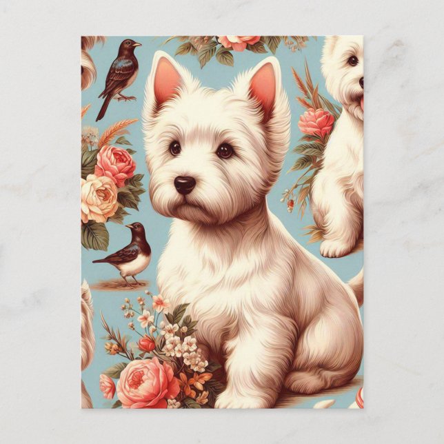 Cartão Postal Vintage Cute West Highland White Terrier (Frente)