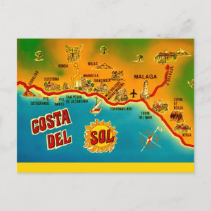 Cartão postal vintage da Costa Del Sol