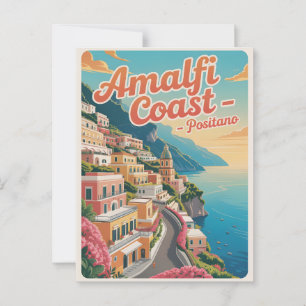 Cartão Postal Vintage Da Costa Do Amalfi Positano