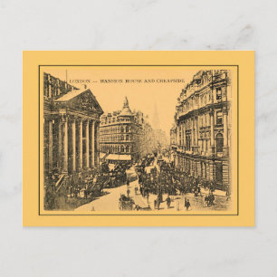 Cartão Postal vintage da década de 1890 London Mansion House e 