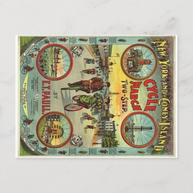 Cartão postal Vintage da Ilha Coney (Frente)