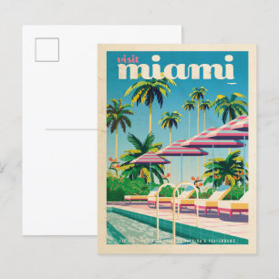 Cartão postal vintage da piscina de Miami