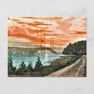 Cartão postal Vintage da ponte Mackinac