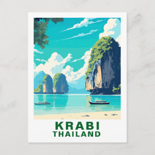 Cartão postal vintage da praia de Krabi, Tailândia