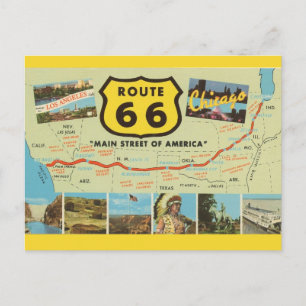 Cartão postal vintage da Rota 66