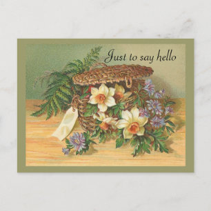 Cartão Postal Vintage Daffadil Cesto Floral - Cartão-postal