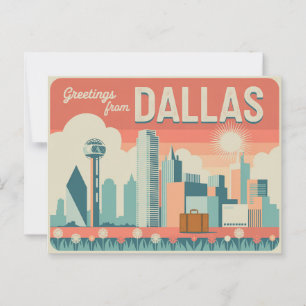 Cartão postal Vintage Dallas   Saudações de Dallas