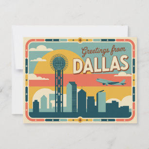 Cartão postal Vintage Dallas Saudações de Dallas