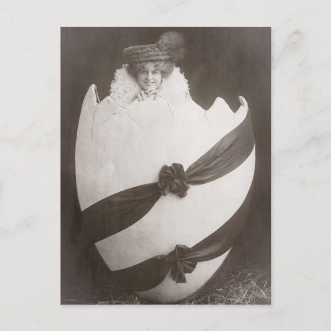 Cartão Postal Vintage - Dama de Ovos de Páscoa (Frente)