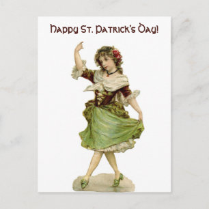 Cartão Postal Vintage Dancing Irish Maid